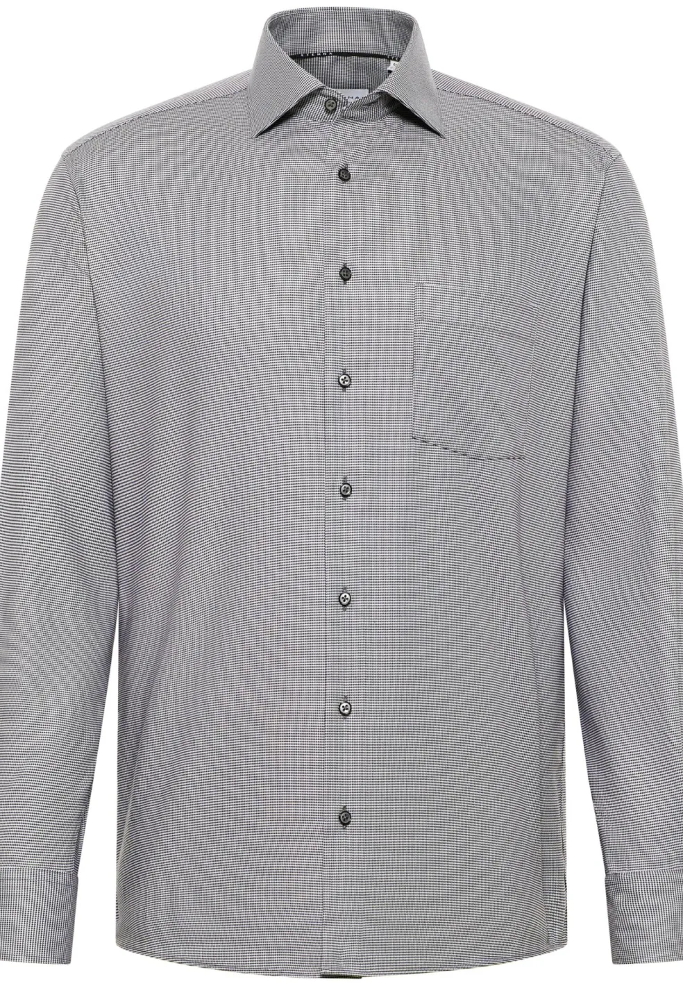 ETERNA modern fit overhemd, structuur, antraciet grijs mini dessin