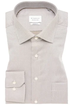 ETERNA modern fit overhemd, structuur, beige