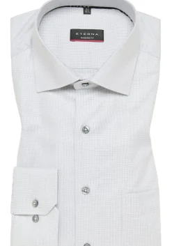 ETERNA modern fit overhemd, structuur, grijs