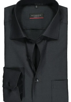 ETERNA modern fit overhemd, structuur, antraciet grijs