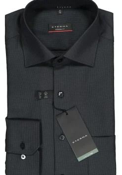 ETERNA modern fit overhemd, structuur, antraciet grijs