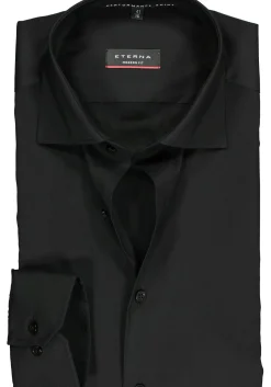 ETERNA modern fit overhemd, superstretch lyocell heren overhemd, zwart