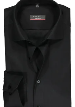 ETERNA modern fit overhemd, twill heren overhemd, zwart