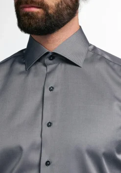 ETERNA modern fit overhemd, twill, antraciet grijs