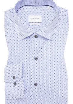ETERNA modern fit overhemd, twill, licht- en donkerblauw met wit dessin