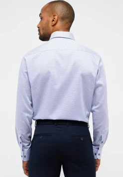 ETERNA modern fit overhemd, twill, licht- en donkerblauw met wit dessin
