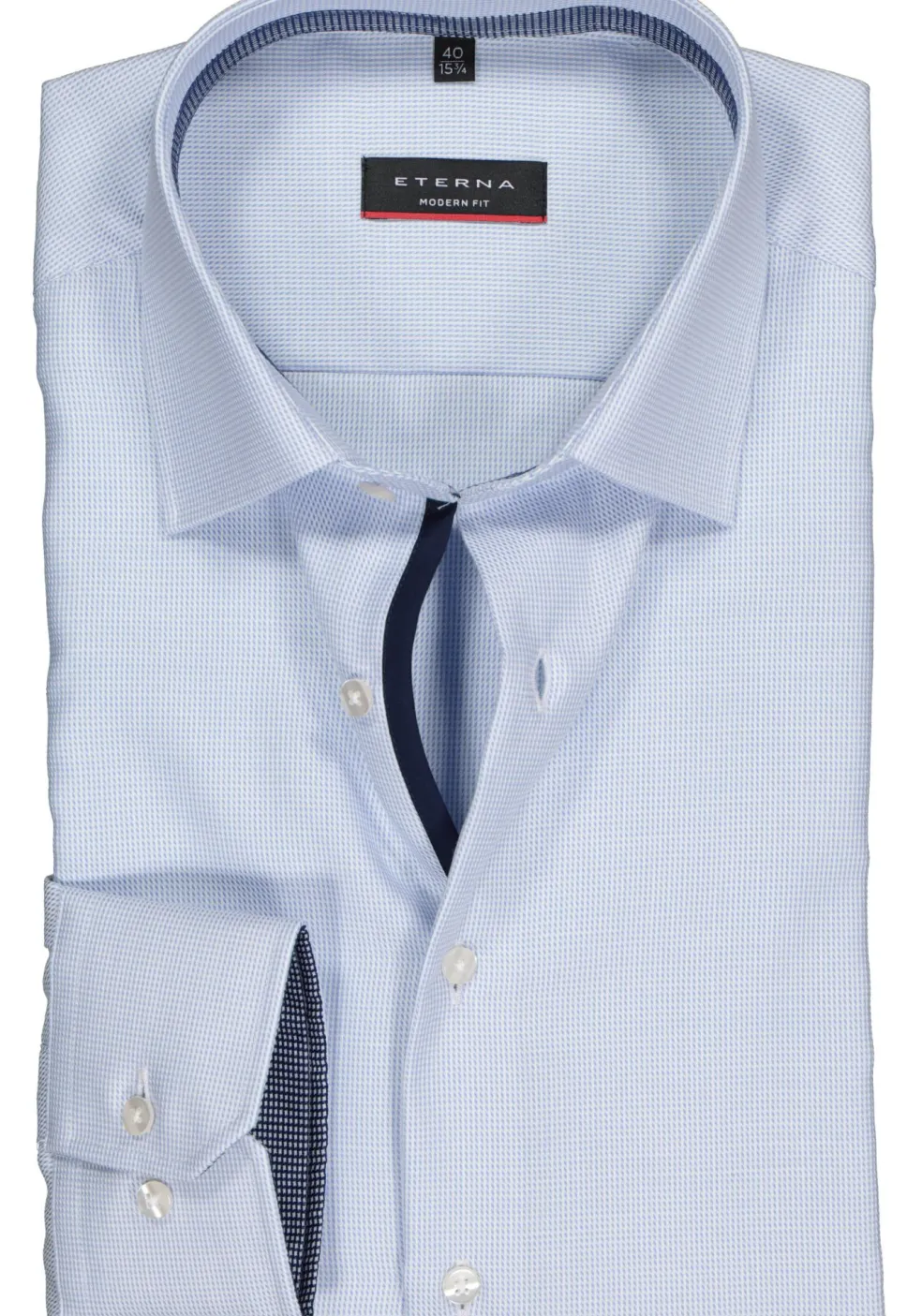 ETERNA modern fit overhemd, twill structuur heren overhemd, lichtblauw (donkerblauw contrast)