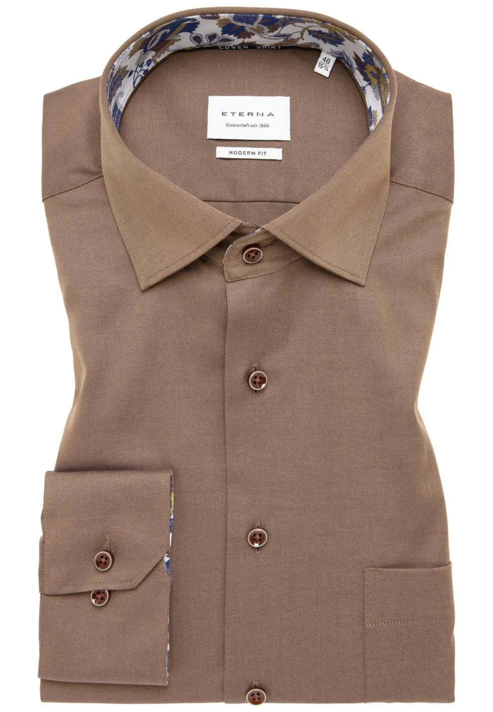 ETERNA modern fit overhemd, twill, lichtbruin (contrast)