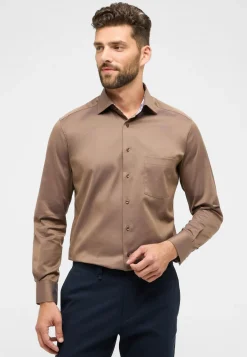 ETERNA modern fit overhemd, twill, lichtbruin (contrast)
