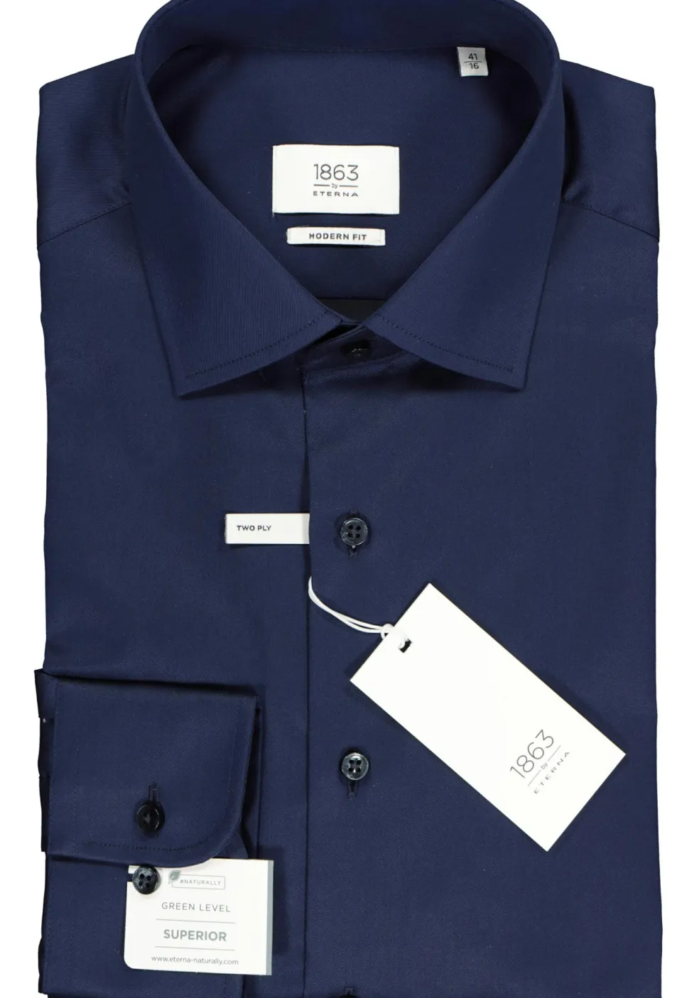 ETERNA 1863 modern fit premium overhemd mouwlengte 72 cm, 2-ply twill heren overhemd, donkerblauw