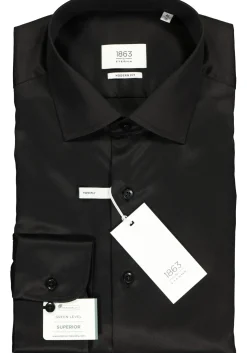 ETERNA 1863 modern fit premium overhemd, 2-ply twill heren overhemd, zwart