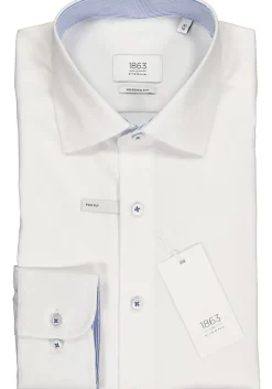 ETERNA 1863 modern fit premium overhemd, 2-ply twill heren overhemd, wit (contrast)