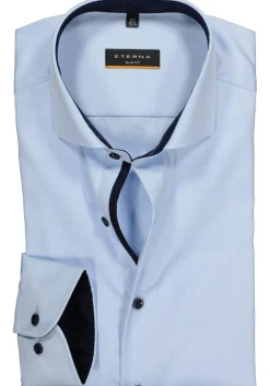 ETERNA slim fit overhemd, niet doorschijnend twill, lichtblauw (contrast)