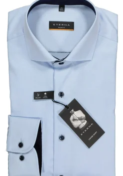 ETERNA slim fit overhemd, niet doorschijnend twill, lichtblauw (contrast)