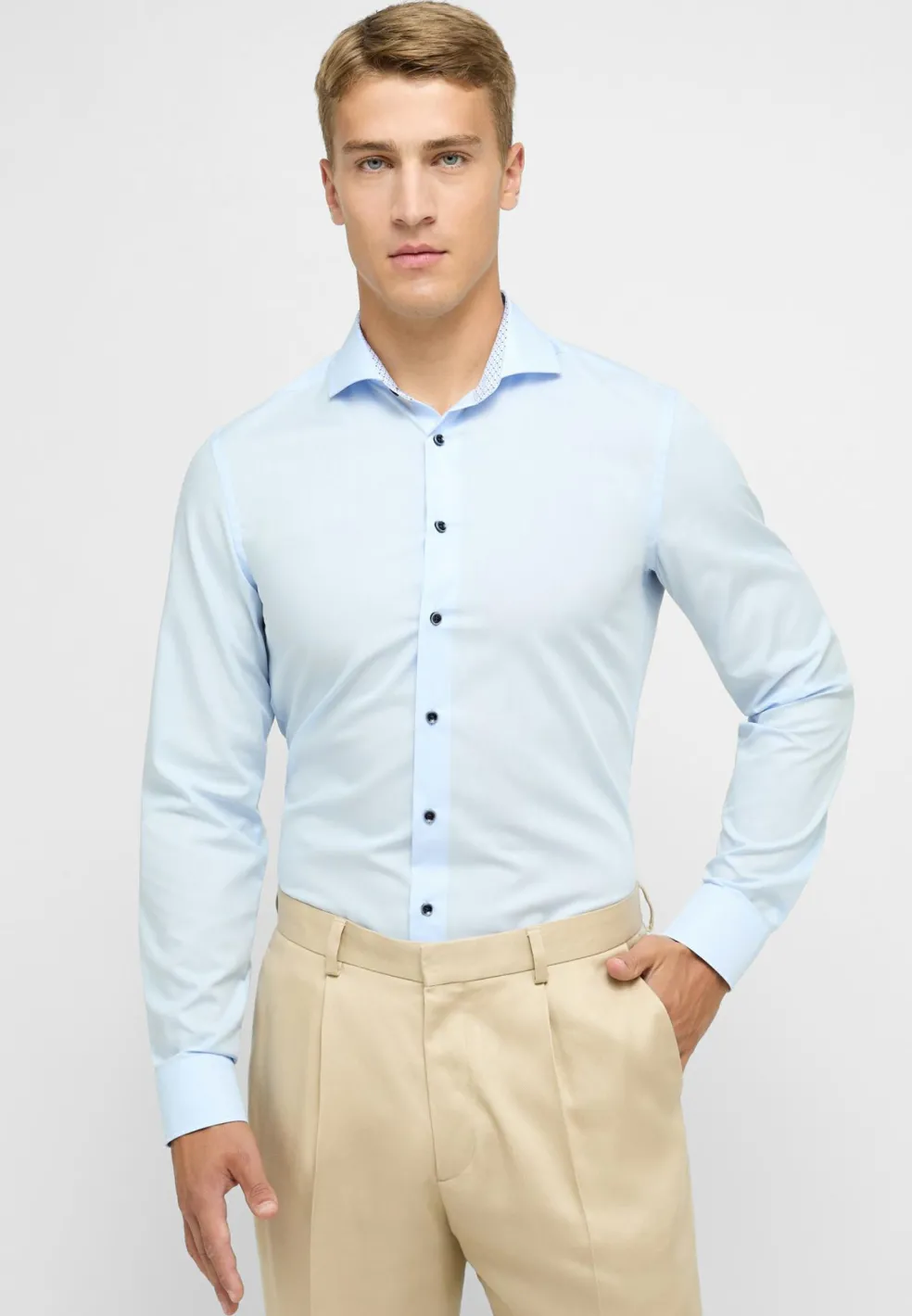 ETERNA slim fit overhemd, popeline, lichtblauw (contrast)