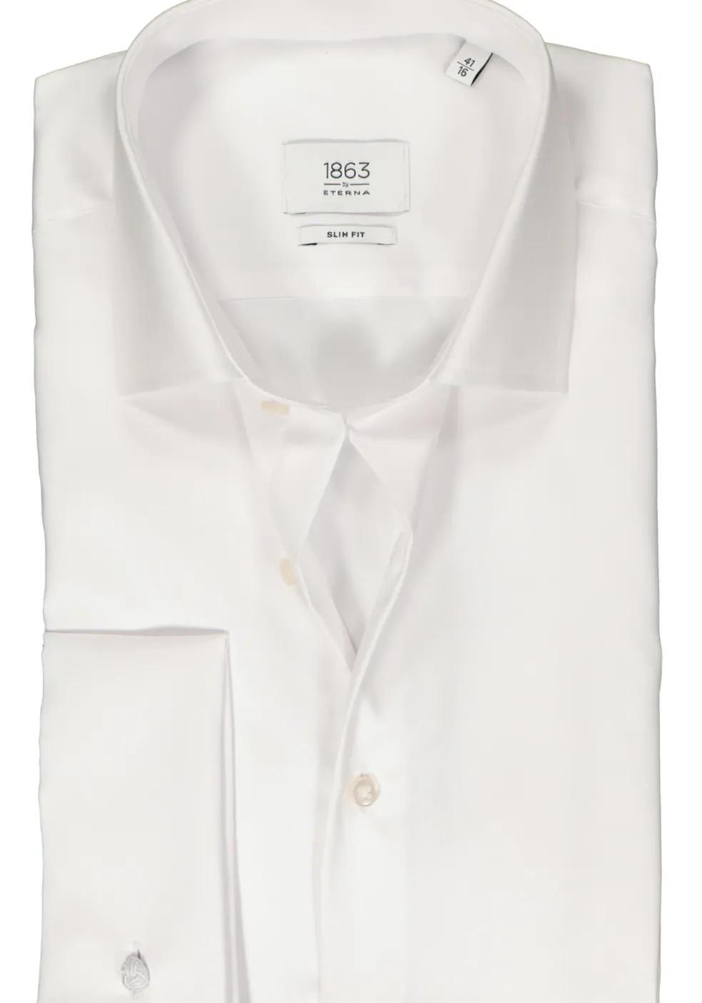 ETERNA slim fit overhemd, twill met dubbele manchet, wit