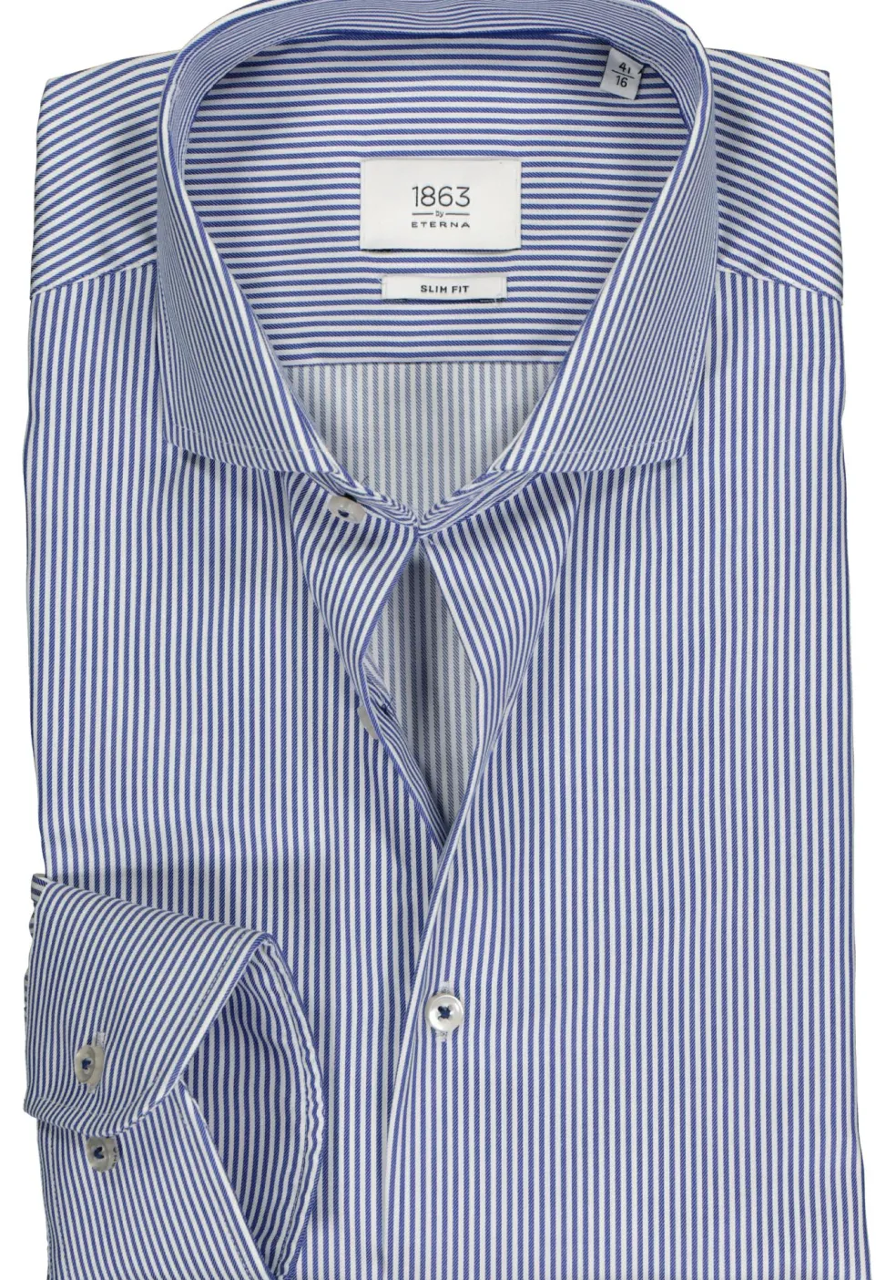 ETERNA 1863 slim fit premium overhemd, 2-ply twill heren overhemd, blauw met wit gestreept