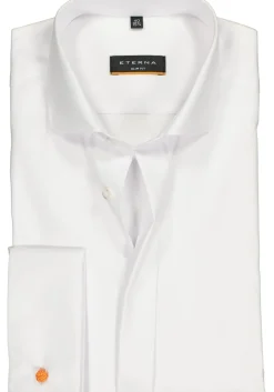 ETERNA slim fit smoking overhemd, dubbele manchet, niet doorschijnend twill heren overhemd, wit