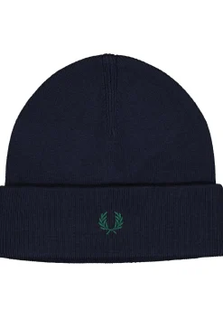 Fred Perry merino wol beanie muts, marine blauw