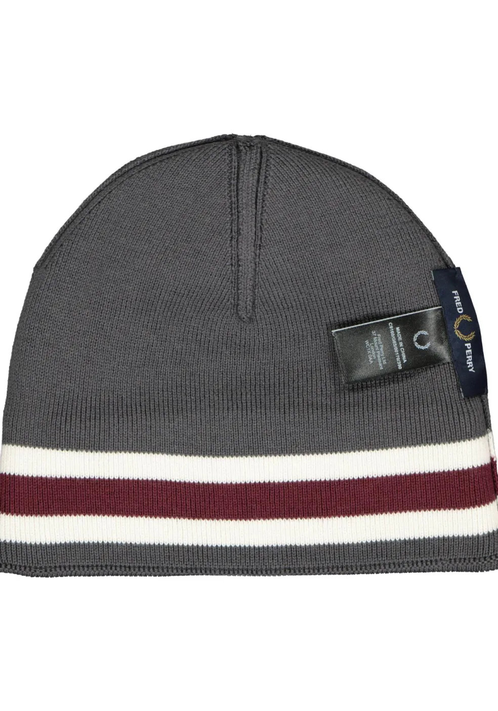Fred Perry merino wol beanie muts, antraciet
