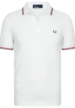Fred Perry M3600 polo twin tipped shirt, heren polo White / Bright Red / Navy