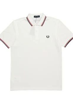 Fred Perry M3600 polo twin tipped shirt, heren polo White / Bright Red / Navy