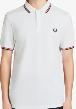 Fred Perry M3600 polo twin tipped shirt, heren polo White / Bright Red / Navy