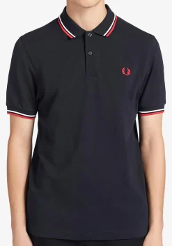 Fred Perry M3600 polo twin tipped shirt, heren polo Navy / White / Red