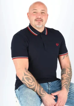 Fred Perry M3600 polo twin tipped shirt, heren polo Navy / White / Red
