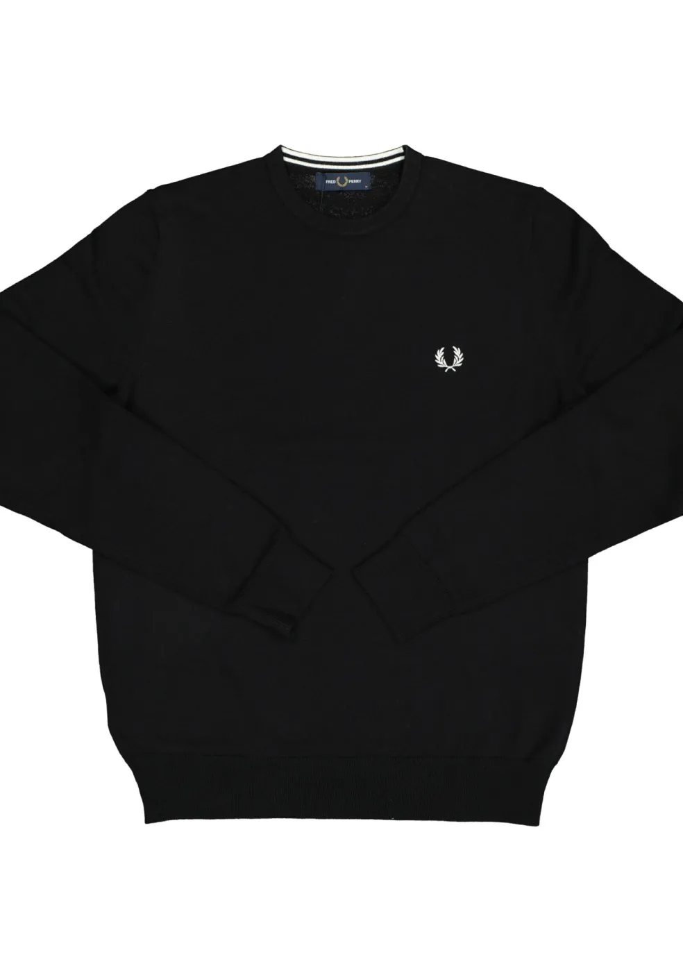 Fred Perry O-hals trui wol, zwart