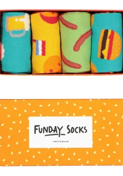 Funday Socks Giftset unisex sokken (4-pack), Beer and party food