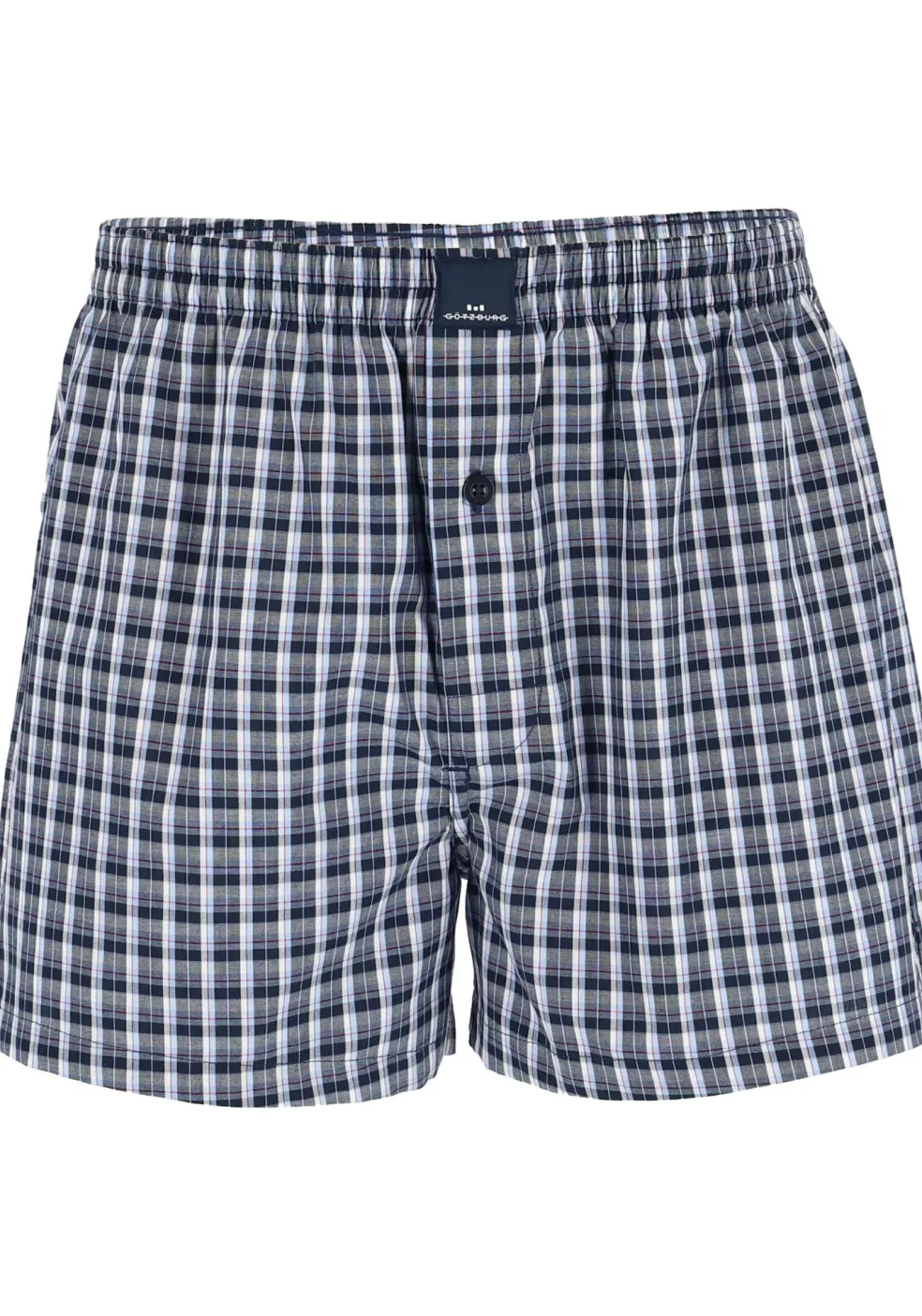 Gotzburg boxershorts geweven (2-pack), heren boxers katoen wijd model, blauw geruit