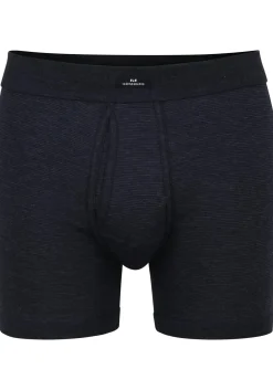 Gotzburg heren boxer lang met gulp (1-pack), middenblauw gestreept