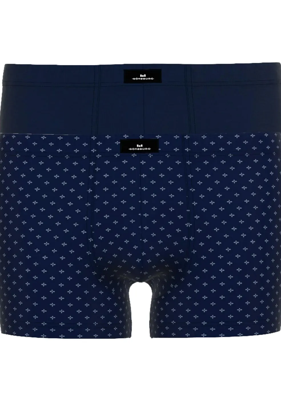 Gotzburg heren boxer normale lengte (2-pack), donkerblauw mini dessin