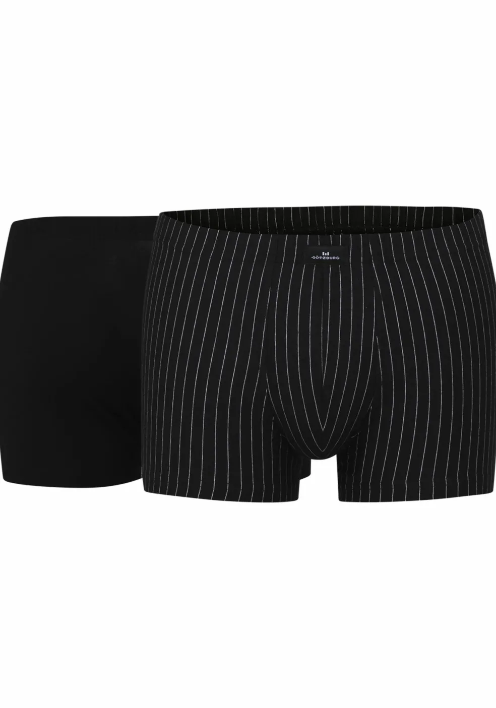 Gotzburg heren boxer normale lengte (2-pack), zwart en zwart-wit gestreept