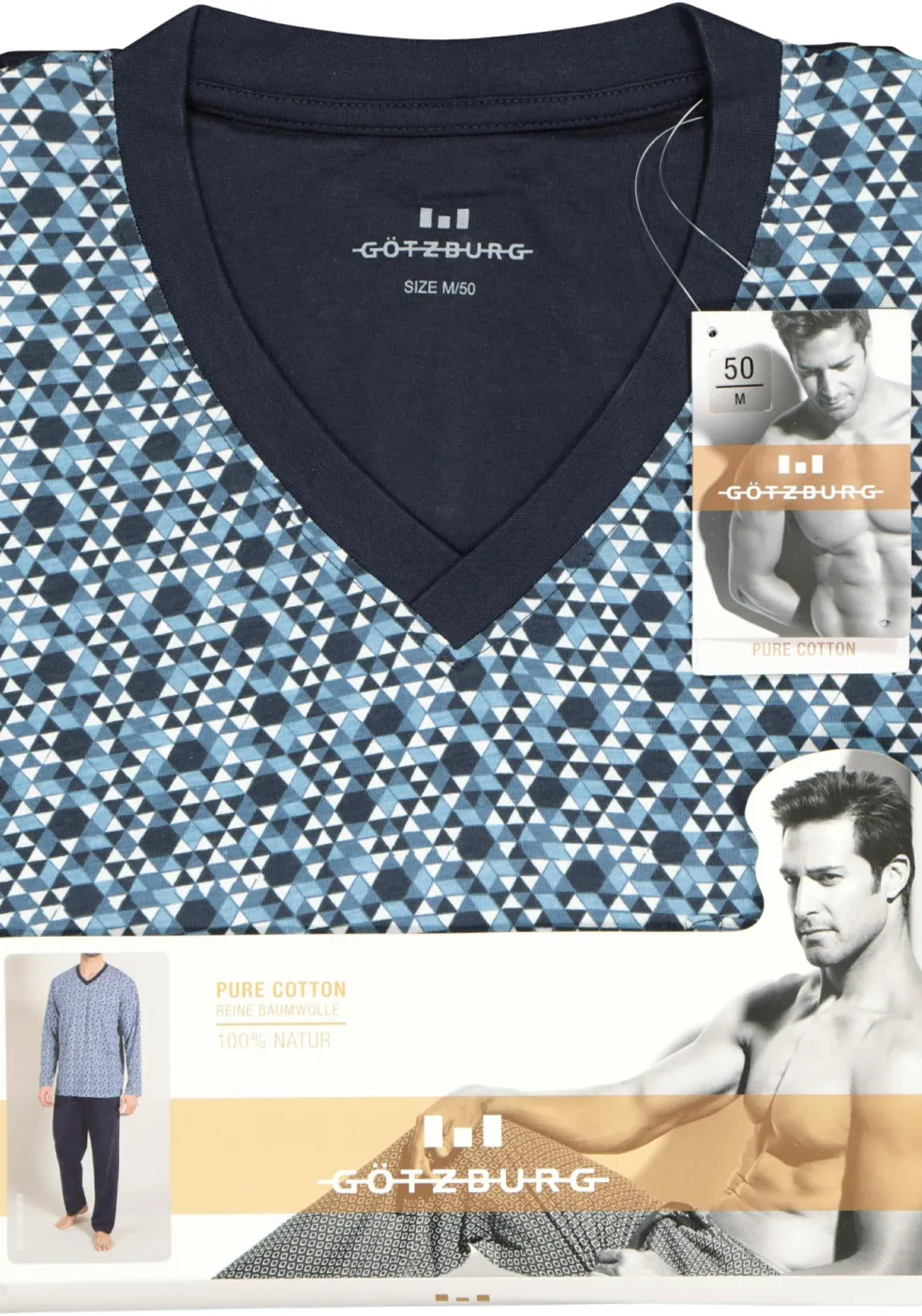 Gotzburg heren pyjama, blauw dessin
