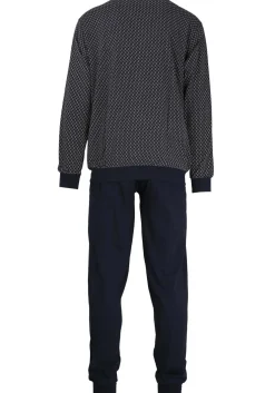 Gotzburg heren pyjama, blauw met rood en wit dessin