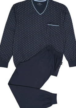 Gotzburg heren pyjama, blauw met lichtblauw en wit dessin