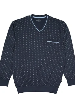 Gotzburg heren pyjama, blauw met lichtblauw en wit dessin