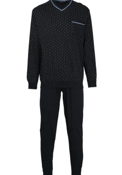 Gotzburg heren pyjama, blauw met lichtblauw en wit dessin