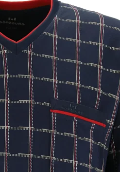 Gotzburg heren pyjama, blauw met rood en wit geruit