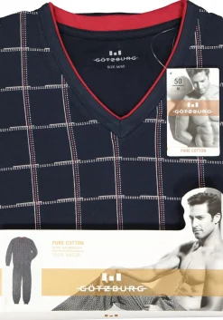 Gotzburg heren pyjama, blauw met rood en wit geruit