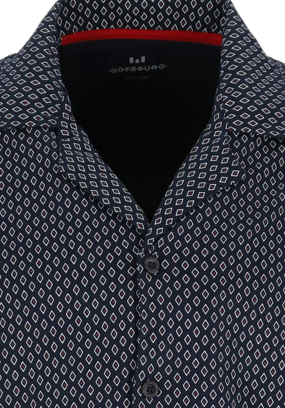 Gotzburg heren pyjama met knoopjes, blauw met rood en wit dessin