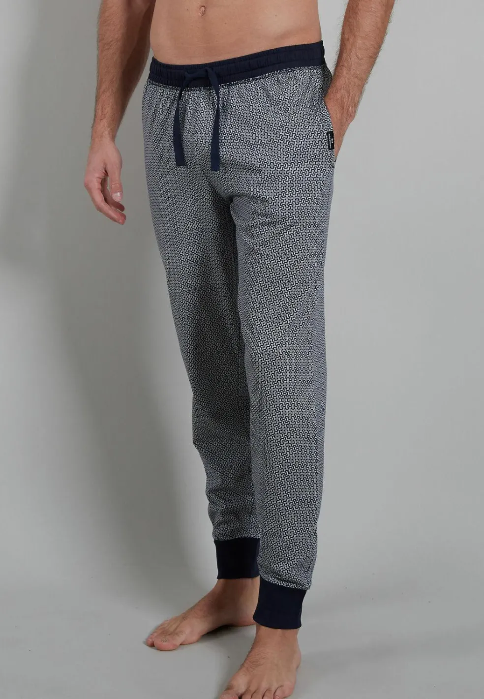 Gotzburg heren pyjama- of loungebroek, middenblauw mini dessin