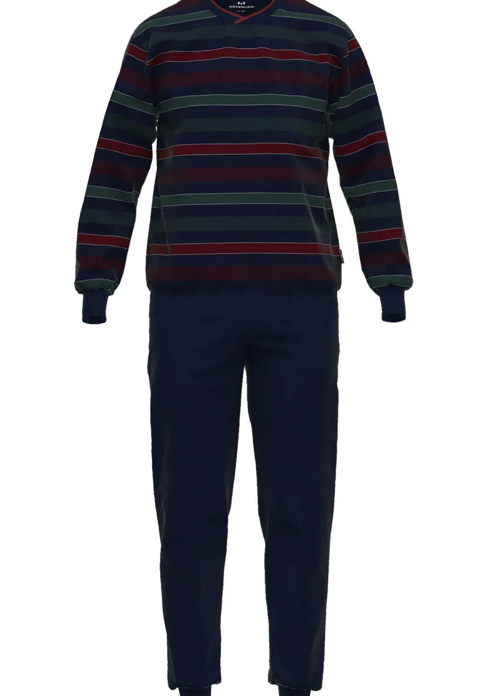 Gotzburg heren pyjama O-hals, donkerblauw gestreept