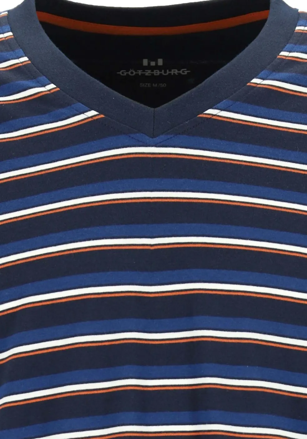 Gotzburg heren pyjama V-hals, donkerblauw gestreept