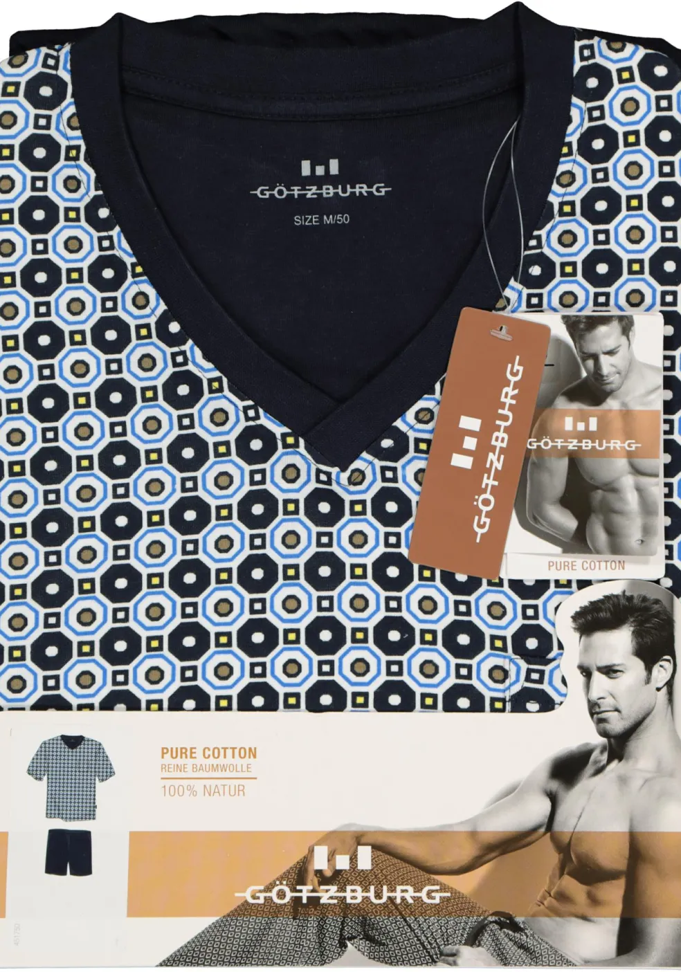 Gotzburg heren shortama, blauw dessin