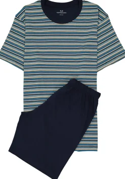 Gotzburg heren shortama, blauw gestreept