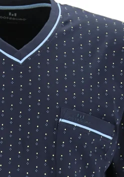 Gotzburg heren shortama, blauw met lichtblauw en wit dessin