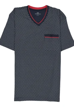 Gotzburg heren shortama, blauw met rood en wit dessin